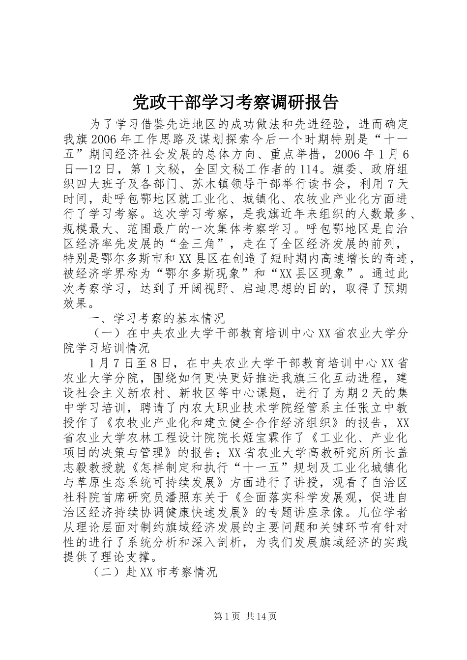 2024年党政干部学习考察调研报告_第1页
