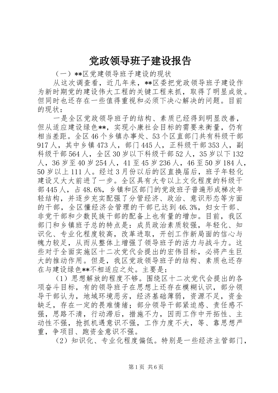 2024年党政领导班子建设报告_第1页