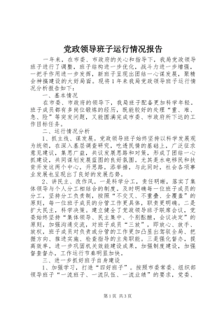 2024年党政领导班子运行情况报告