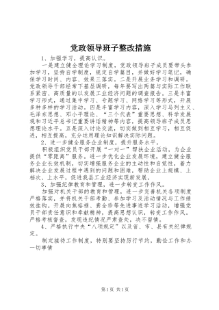 2024年党政领导班子整改措施