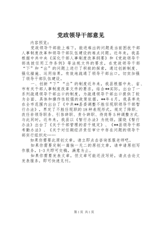 2024年党政领导干部意见