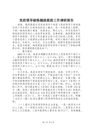 2024年党政领导破格越级提拔工作调研报告