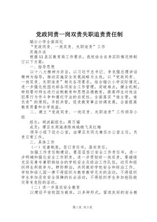 2024年党政同责一岗双责失职追责责任制