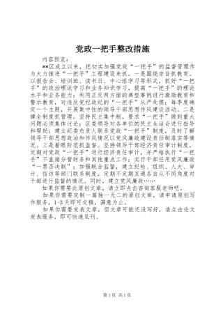 2024年党政一把手整改措施