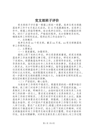 2024年党支部班子评价