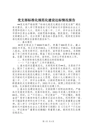 2024年党支部标准化规范化建设达标情况报告