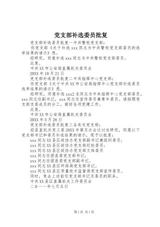 2024年党支部补选委员批复