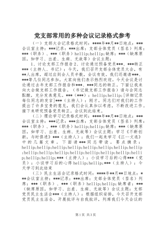 2024年党支部常用的多种会议记录格式参考