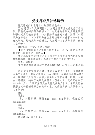 2024年党支部成员补选请示