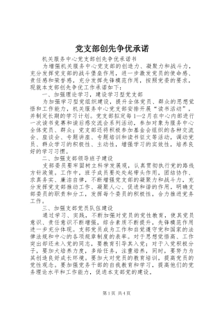 2024年党支部创先争优承诺