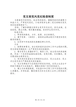 2024年党支部党风党纪检查制度