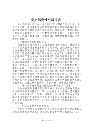 2024年党支部党性分析报告