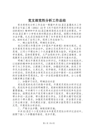 2024年党支部党性分析工作总结
