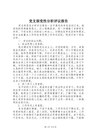 2024年党支部党性分析评议报告
