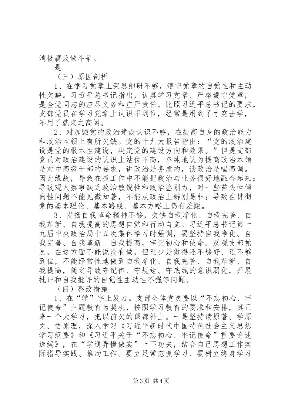 2024年党支部对照党章党规找差距主题教育学习教育检视总结材料_第3页