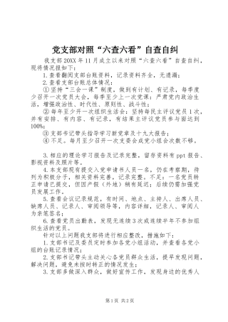 2024年党支部对照六查六看自查自纠