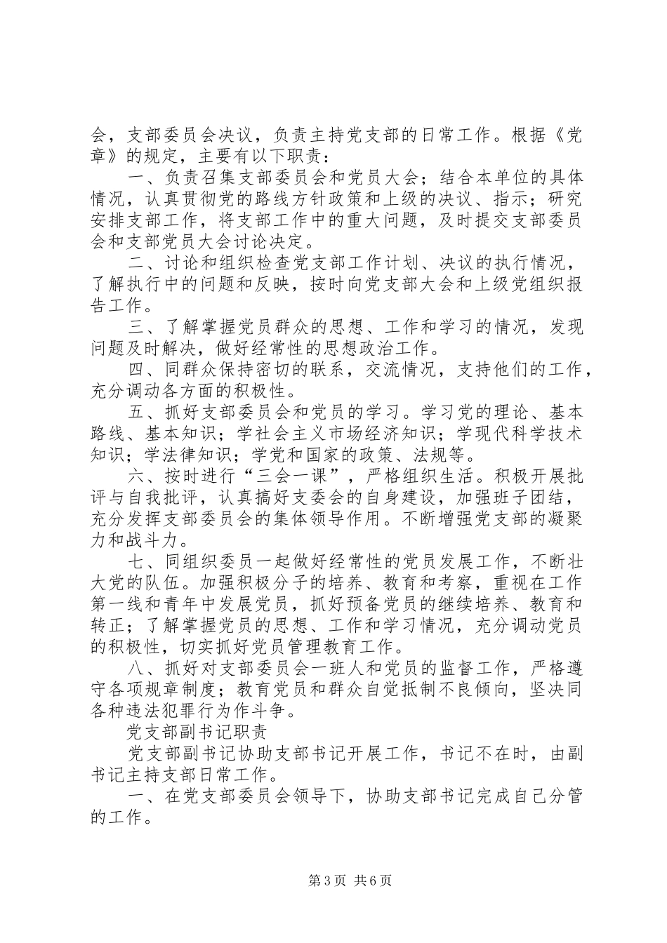2024年党支部分工及各支部委员职责_第3页