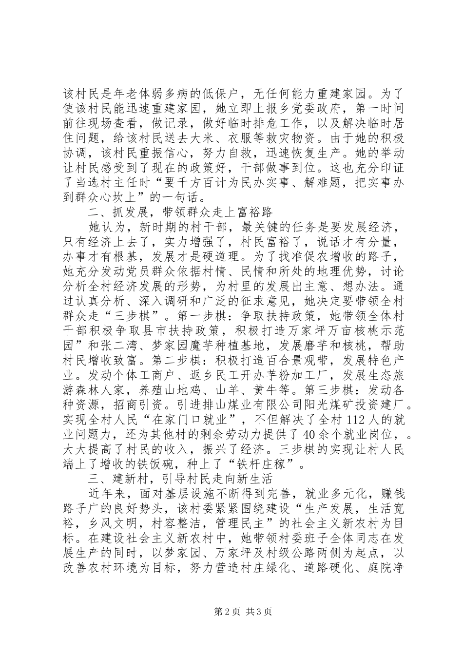 2024年党支部副书记兼任村主任先进事迹材料_第2页