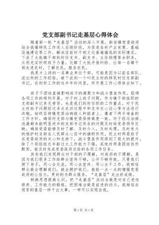 2024年党支部副书记走基层心得体会