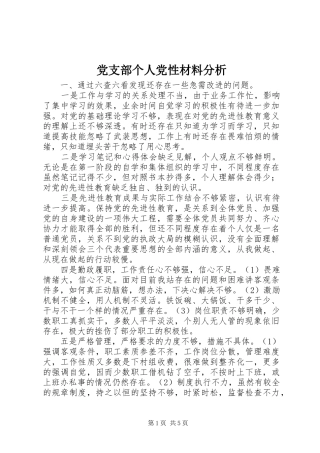 2024年党支部个人党性材料分析