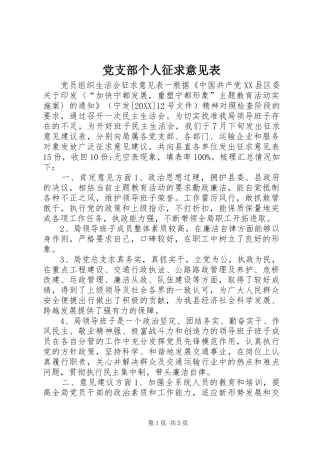 2024年党支部个人征求意见表
