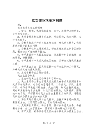 2024年党支部各项基本制度