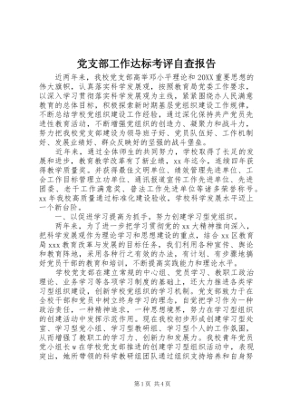 2024年党支部工作达标考评自查报告
