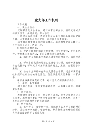 2024年党支部工作机制