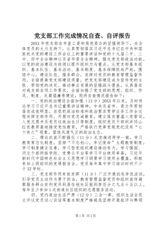 2024年党支部工作完成情况自查自评报告