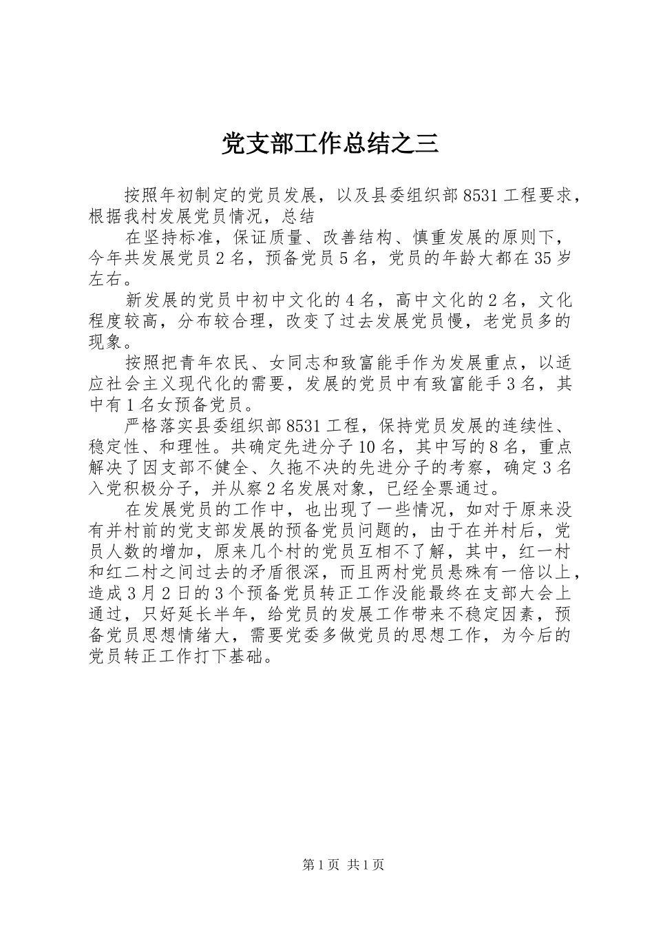 2024年党支部工作总结之三_第1页