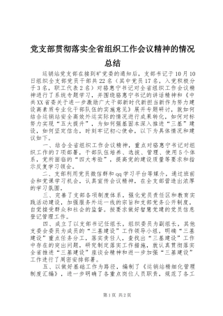 2024年党支部贯彻落实全省组织工作会议精神的情况总结