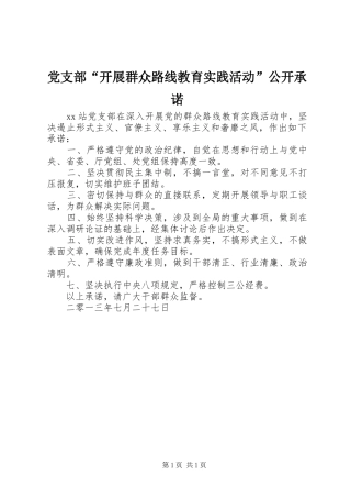 2024年党支部开展群众路线教育实践活动公开承诺