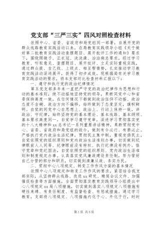 2024年党支部三严三实四风对照检查材料