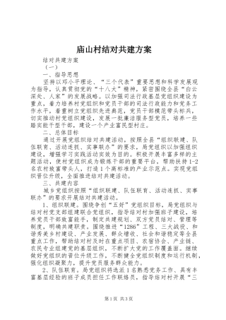 2024年庙山村结对共建方案