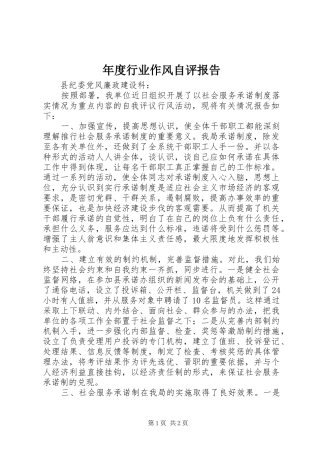 2024年年度行业作风自评报告