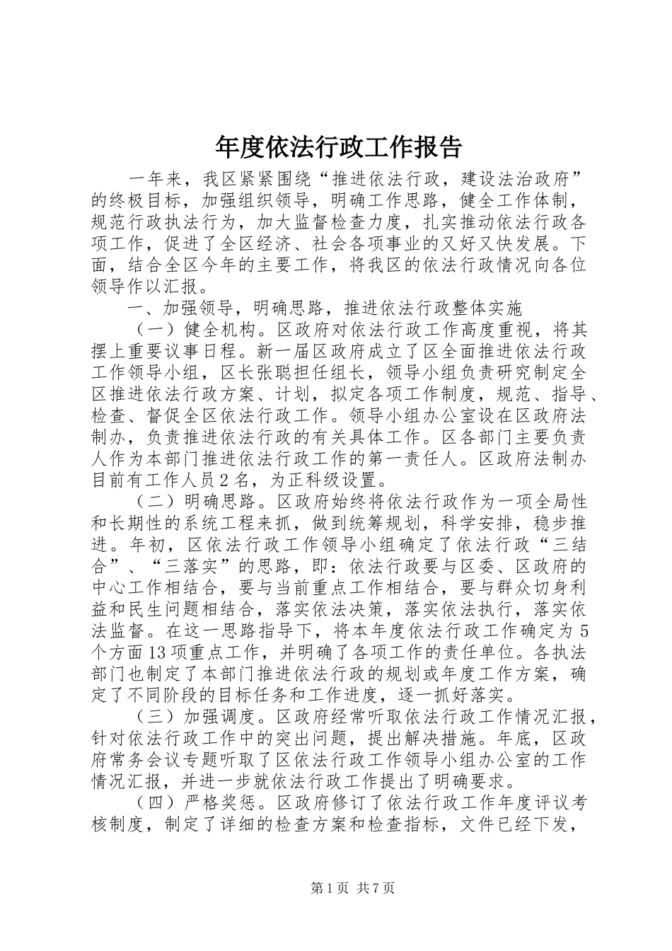 2024年年度依法行政工作报告_第1页