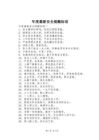 2024年年度最新安全提醒标语