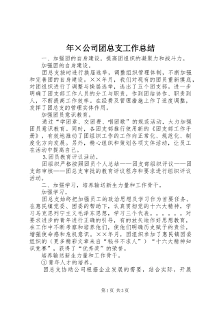2024年年公司团总支工作总结