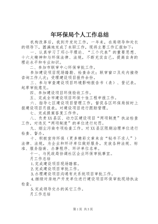 2024年年环保局个人工作总结