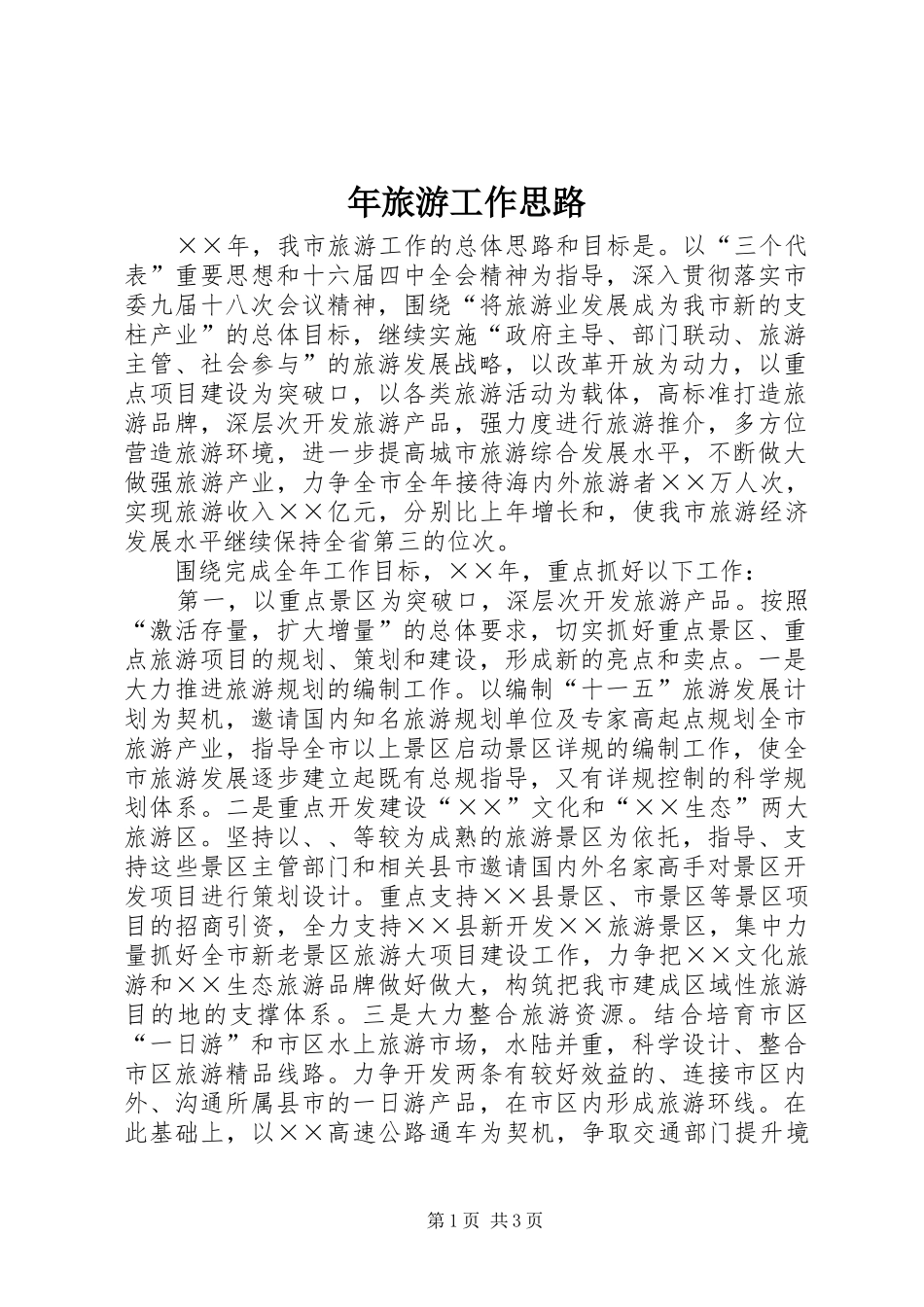 2024年年旅游工作思路_第1页