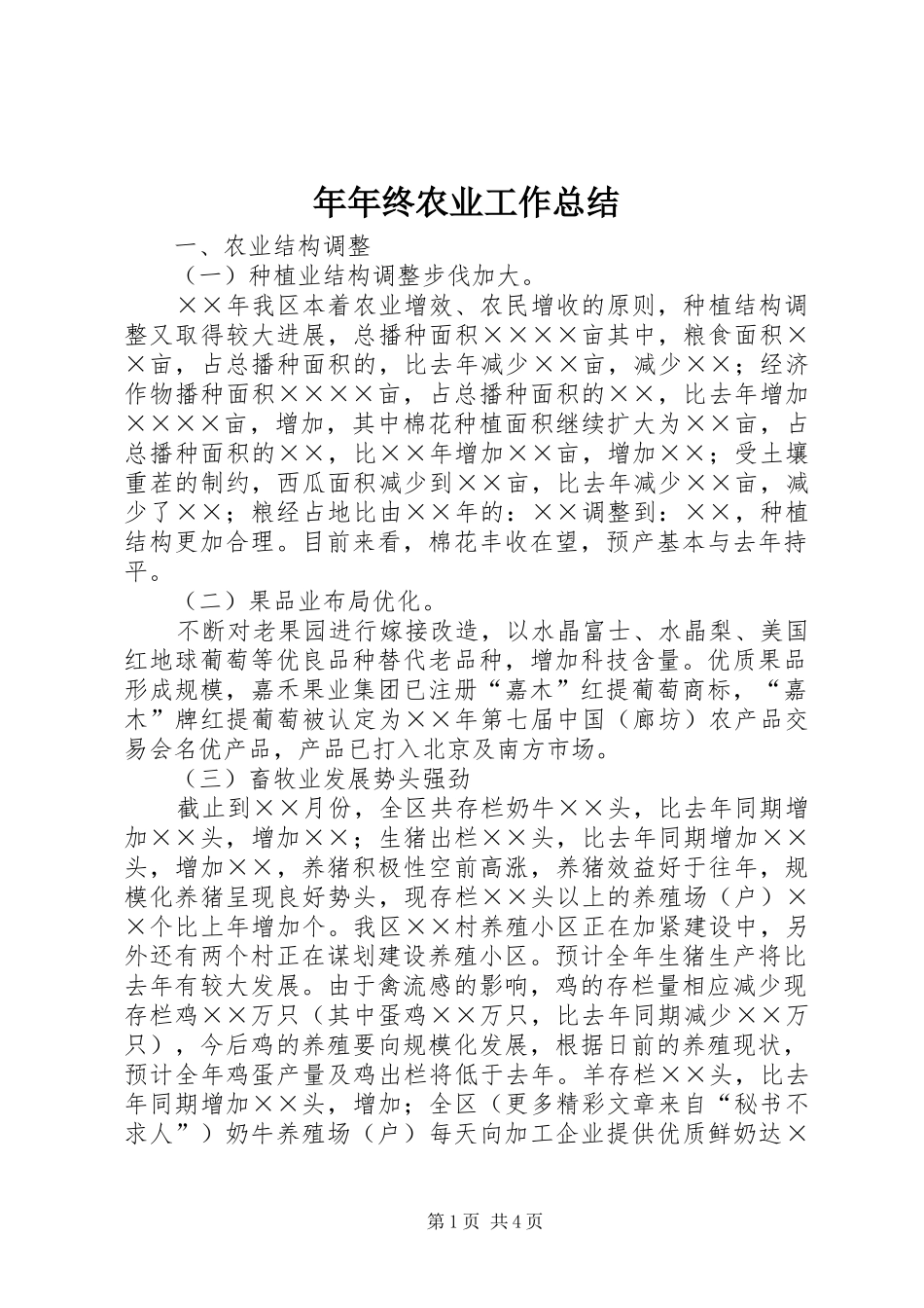 2024年年年终农业工作总结_第1页