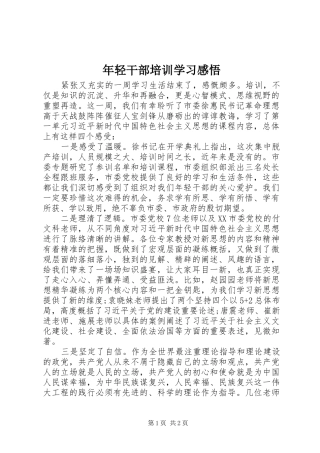 2024年年轻干部培训学习感悟