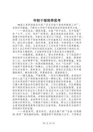 2024年年轻干部培养思考