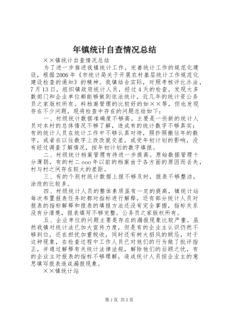 2024年年镇统计自查情况总结