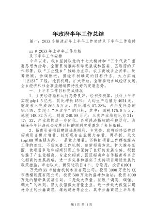 2024年年政府半年工作总结
