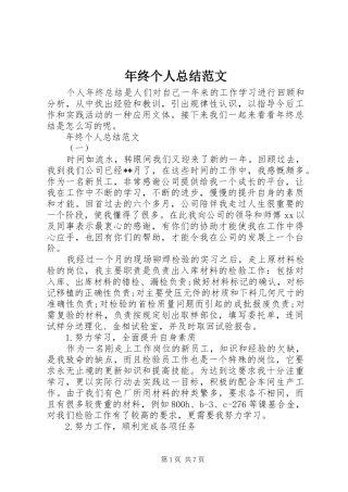 2024年年终个人总结范文