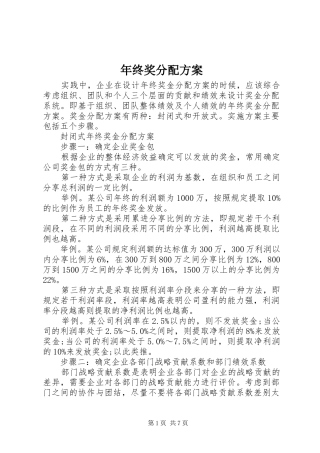 2024年年终奖分配方案