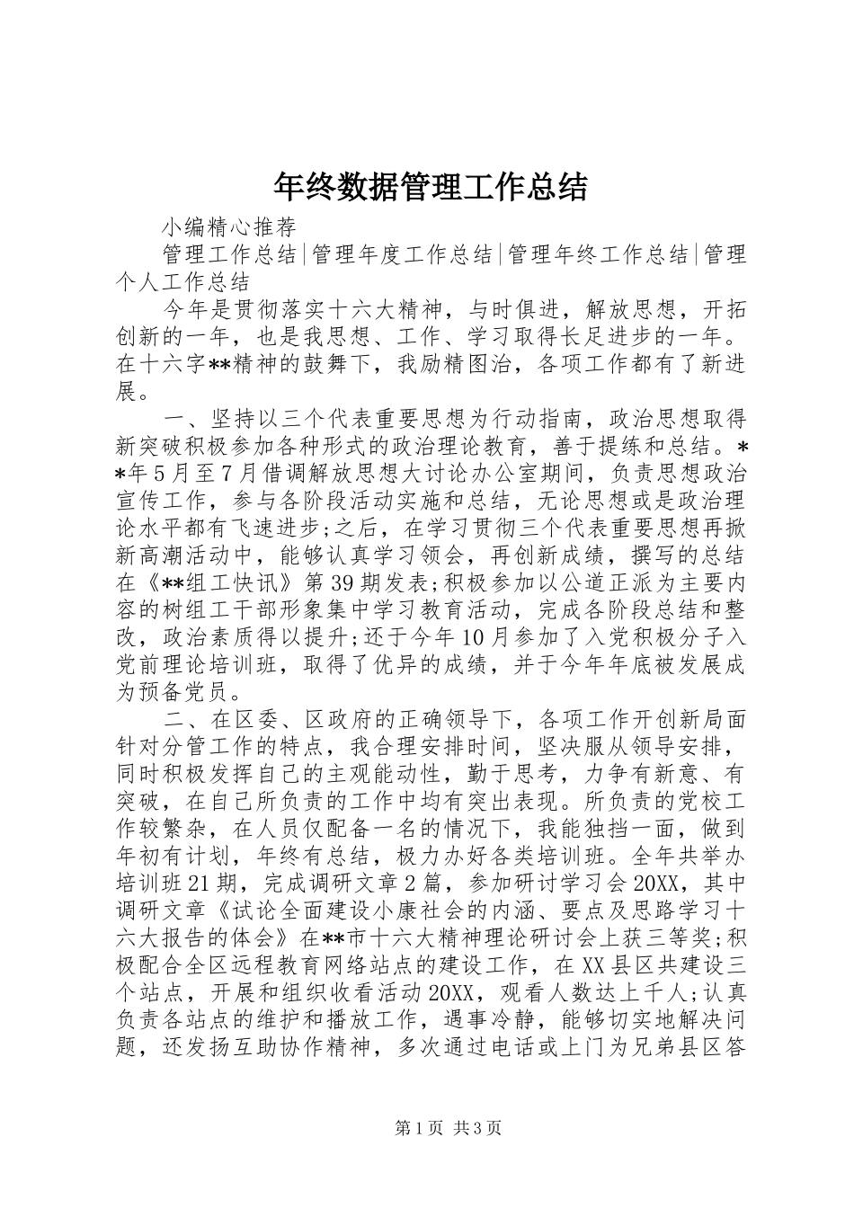 2024年年终数据管理工作总结_第1页