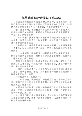 2024年年终药监局行政执法工作总结