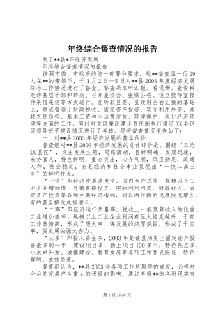 2024年年终综合督查情况的报告